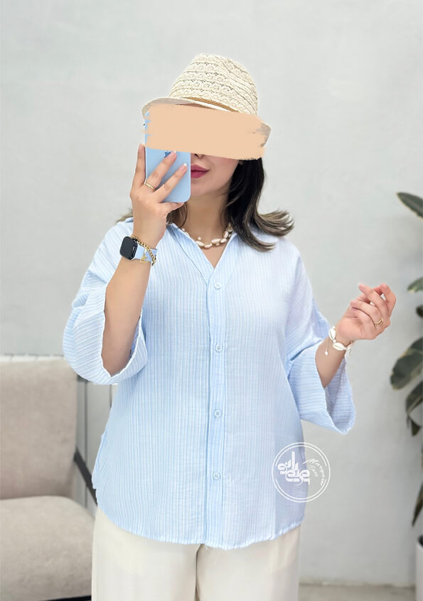 شومیز-رینگر-آبی-آسمانی