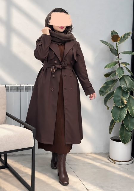 ترنچ-کت-آستردار-دلوین-شکلاتی