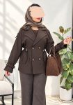 ترنچ-کت-آستردار-رزیتا-شکلاتی