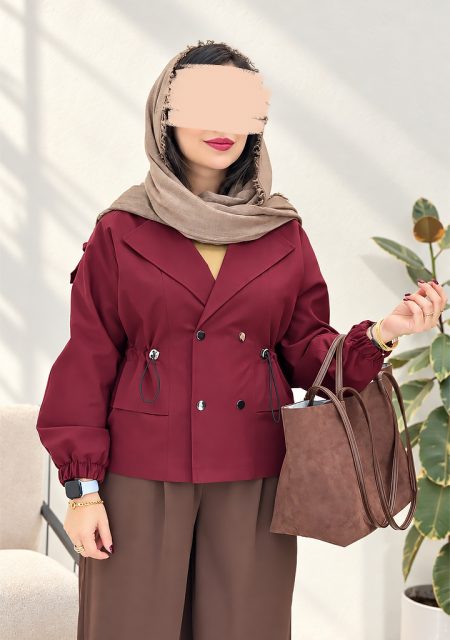 ترنچ-کت-آستردار-نورا-زرشکی